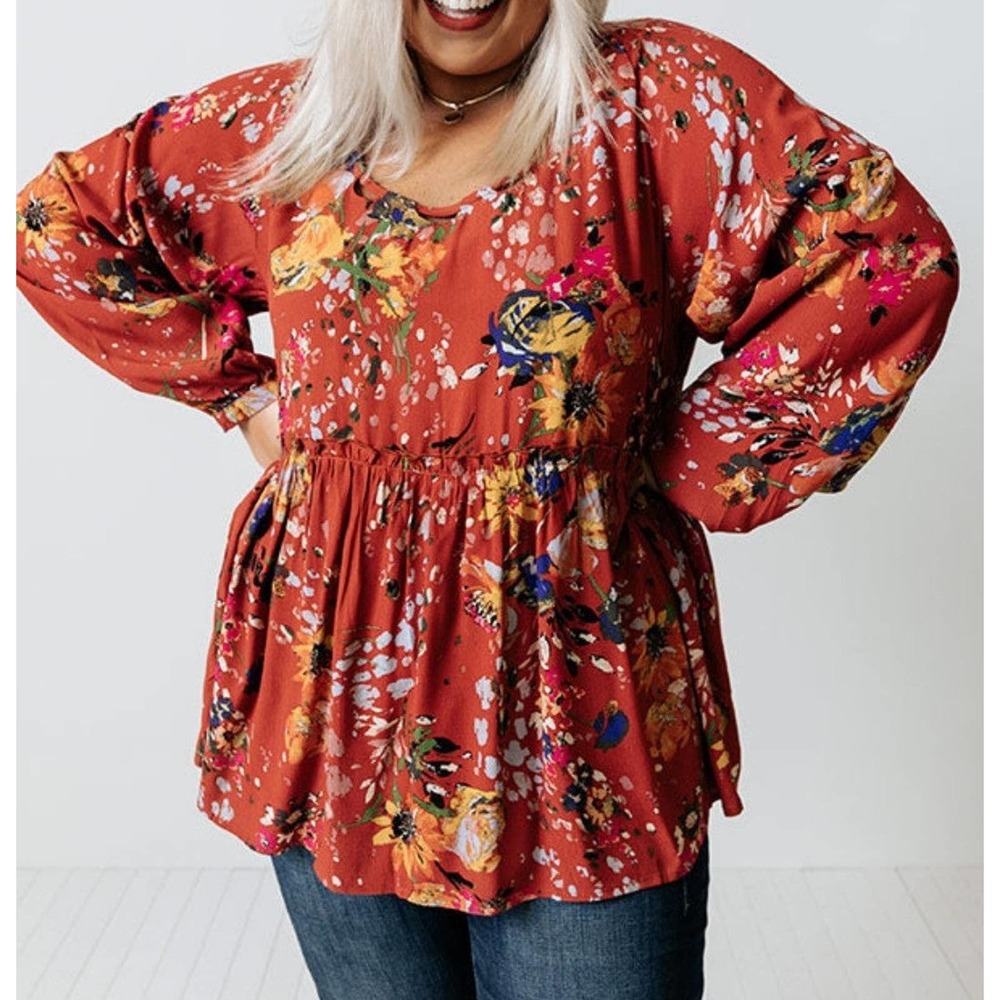 ODDY Floral Rust Blouse